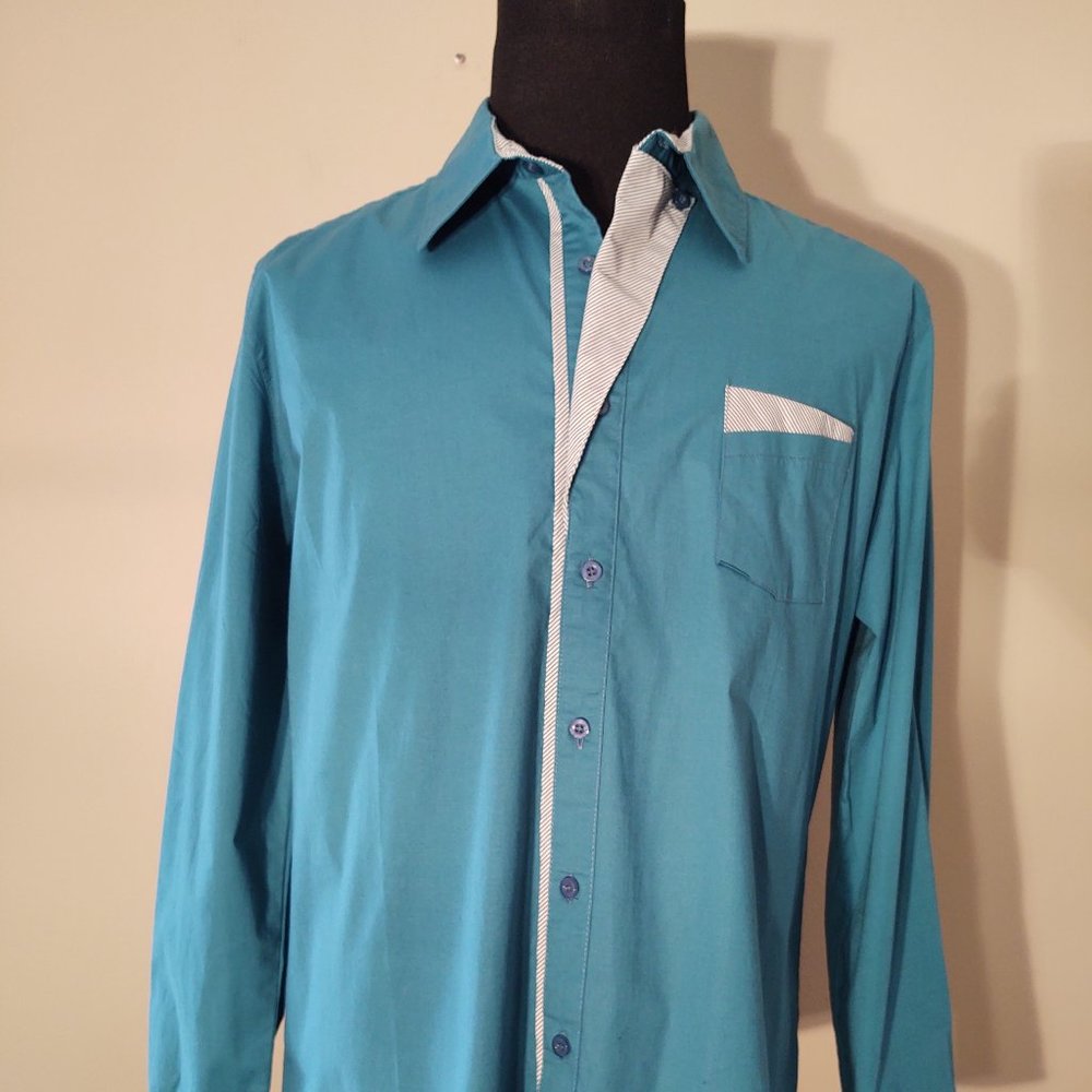DOUBLJU MEN LONG SLEEVE SLIM FIT CASUAL DRESS SHIRT 3XL